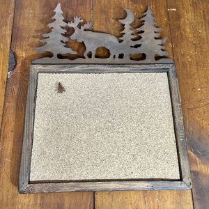 Rustic Metal and Solid Wood Cork Message Board 16 x 11.5"
